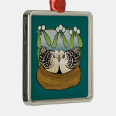 Zwei Schildkrötetauben Silbernes Ornament (Rechts)