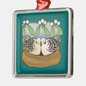 Zwei Schildkrötetauben Silbernes Ornament (Links)