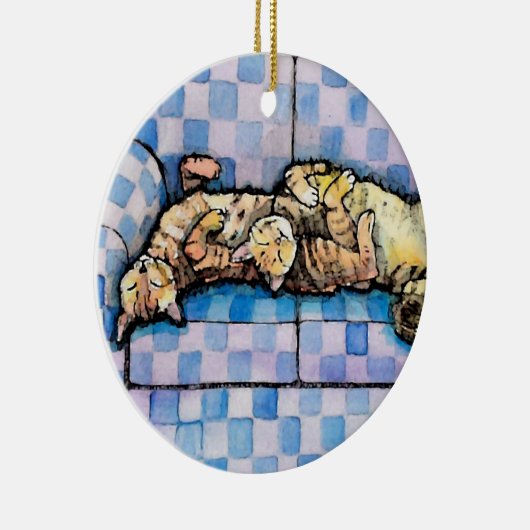 Zwei schlafende Tabby Katzen Ornament (Rechts)