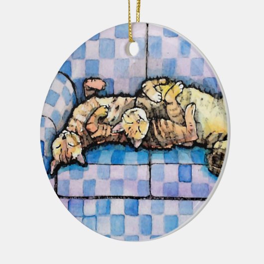Zwei schlafende Tabby Katzen Ornament (Links)