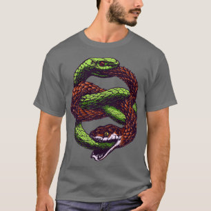 Zwei Schlangen essen einander T-Shirt