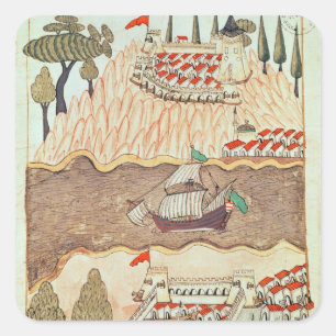 Zwei Schlösser im Schwarzen Meer Quadratischer Aufkleber