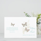 Zwei Schmetterlinge aquamarines Hochzeitsprogramm (Stehend Vorderseite)