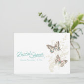 Zwei Schmetterlinge grafische Brautdusche Einladun Einladung (Stehend Vorderseite)