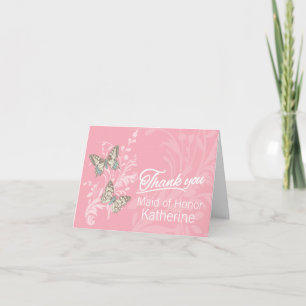 Zwei Schmetterlinge Hochzeit Blume Mädchen dank Ka Dankeskarte