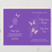 Zwei Schmetterlinge lila Hochzeitsprogramm (Vorne/Hinten)