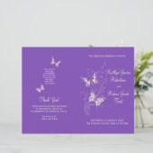 Zwei Schmetterlinge lila Hochzeitsprogramm (Stehend Vorderseite)