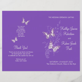 Zwei Schmetterlinge lila Hochzeitsprogramm