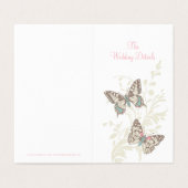 Zwei Schmetterlinge Rosa Hochzeit Details Zeitplan (Außenseite Aufgefaltet)