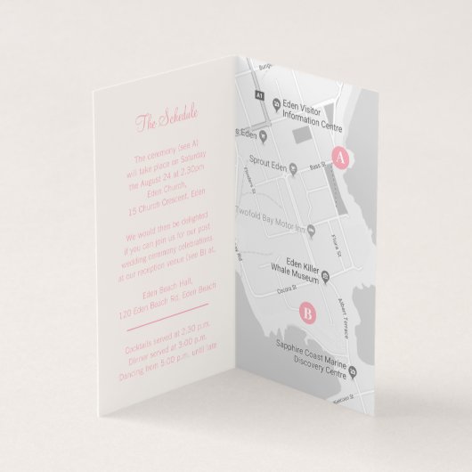 Zwei Schmetterlinge Rosa Hochzeit Details Zeitplan (Innenseite)