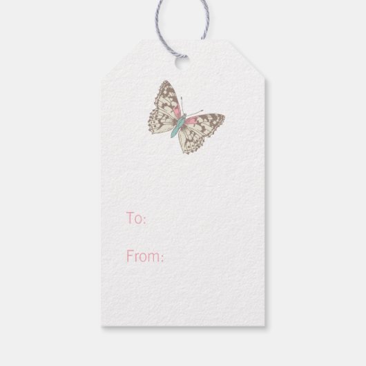 Zwei Schmetterlinge zeichnend grafische Hochzeitst Geschenkanhänger (Rückseite)