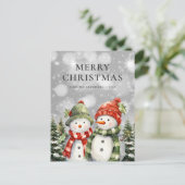 Zwei Schneemänner Frohe Weihnachten Postkarte (Stehend Vorderseite)