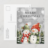 Zwei Schneemänner Frohe Weihnachten Postkarte (Vorne/Hinten)