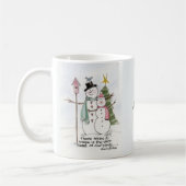 Zwei Schneemenschen Watercolor Magic Winterszene Kaffeetasse (Links)