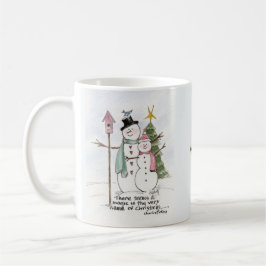 Zwei Schneemenschen Watercolor Magic Winterszene Kaffeetasse
