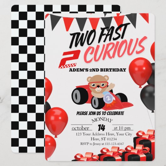 ZWEI SCHNELL 2 GEFÜHRT EINLADUNG (Vorne/Hinten)