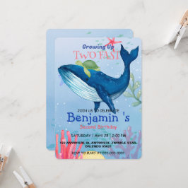 Zwei schnell Niedliche Blaumeerkoralle Whale Gebur Einladung