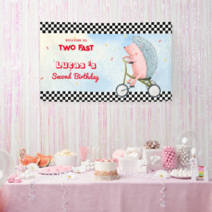 Zwei Schnell-Pink-Porcupine-Rennrad 2. HBD-Party Banner