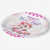 Zwei schnell werden! Race Car 2. Geburtstag Pappteller (Schrägansicht)