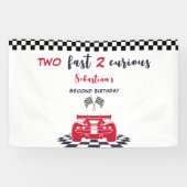 Zwei schnell zwei neugierige zweite Kindergeburtst Banner (Horizontal)