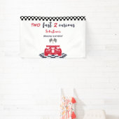 Zwei schnell zwei neugierige zweite Kindergeburtst Banner (InSitu)