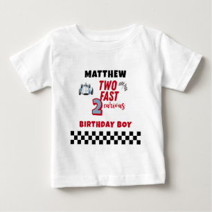 Zwei schnelle 2. Geburtstag Junge Rennwagen Baby T-shirt