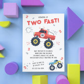 Zwei schnelle 2. Geburtstagskinder Monster Car Tru Einladung