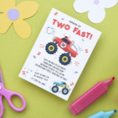 Zwei schnelle 2. Geburtstagskinder Monster Car Tru Einladung