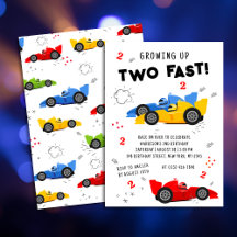 Zwei schnelle 2. Geburtstagskinder Racing Cars