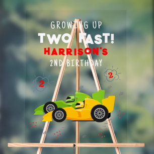 Zwei schnelle 2. Geburtstagskinder Racing Cars Wil Acrylschild