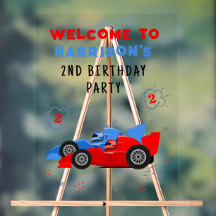 Zwei schnelle 2. Geburtstagskinder Racing Cars Wil Acrylschild