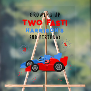 Zwei schnelle 2. Geburtstagskinder Racing Cars Wil Acrylschild