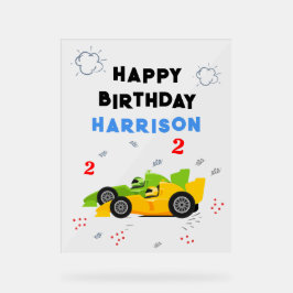 Zwei schnelle 2. Geburtstagskinder Rennwagen Name Acrylschild