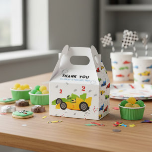 Zwei schnelle 2. Geburtstagskinder Rennwagen Name Geschenkschachtel