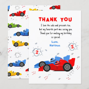 Zwei schnelle 2. Geburtstagskraftwagen Dankeskarte