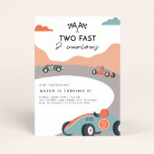 Zwei schnelle 2 kuriose Retro Rennwagen 2. Geburts Einladung