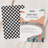 Zwei schnelle 2 kuriose Retro Rennwagen 2. Geburts Einladung