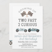 Zwei schnelle 2 neugierige Einladung zum Geburtsta (Vorne/Hinten)