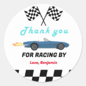 ZWEI Schnelle 2 Neugierige Rennwagen Junge 2. Gebu Runder Aufkleber (Vorderseite)