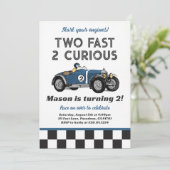 Zwei schnelle 2-Party-Rennwagen Party Einladung (Stehend Vorderseite)