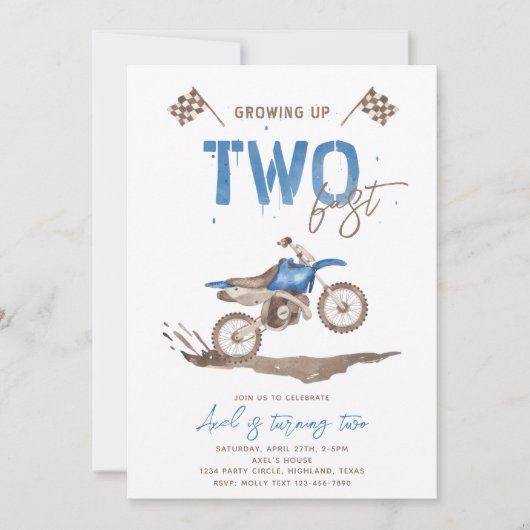 ZWEI Schnelle Bike Einladung Geburtstag (Vorderseite)