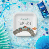 Zwei schnelle BLAUE Race Car Geburtstag Pappteller (Party)