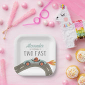 Zwei schnelle BLAUE Race Car Geburtstag Pappteller (Party)