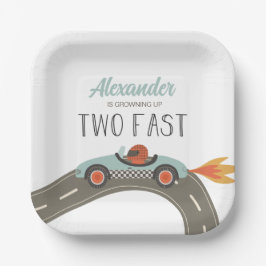 Zwei schnelle BLAUE Race Car Geburtstag Pappteller