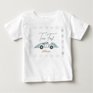 Zwei schnelle blaue Rennwagen-Junge 2. Geburtstag Baby T-shirt