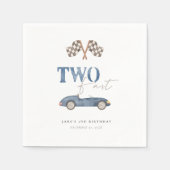 ZWEI SCHNELLE, blaue Retro-Rennwagen Serviette (Vorderseite)