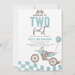 Zwei schnelle Dirt Bike Blue Boy Geburtstag Einladung