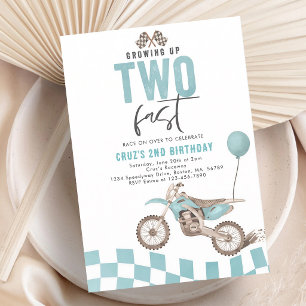 Zwei schnelle Dirt Bike Blue Boy Geburtstag Einladung