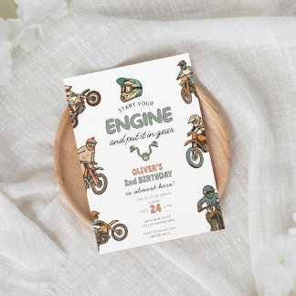Zwei schnelle, Dirt-Bike-Junge 2. Geburtstag Einladung