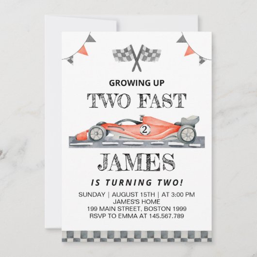 Zwei schnelle Einladungs-Racing-Auto wachsen Einladung (Vorderseite)